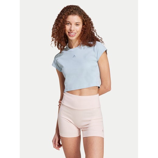 adidas T-Shirt Lounge IY6744 Błękitny Slim Fit ze sklepu MODIVO w kategorii Bluzki damskie - zdjęcie 182709247