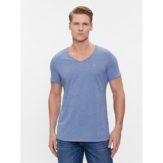 Tommy Jeans T-Shirt Tjm Slim Jaspe V Neck DM0DM09587 Niebieski Slim Fit ze sklepu MODIVO w kategorii T-shirty męskie - zdjęcie 182709259
