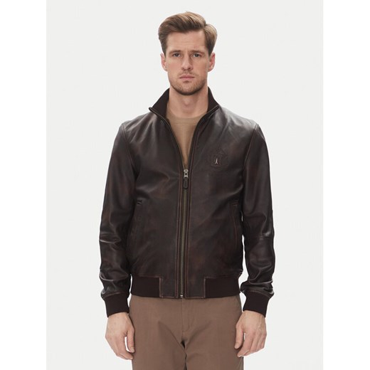 Aeronautica Militare Kurtka skórzana 251PN5043PL199 Brązowy Regular Fit ze sklepu MODIVO w kategorii Kurtki męskie - zdjęcie 182709455