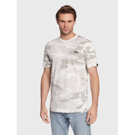 Alpha Industries T-Shirt Backprint T Camo 128507C Biały Regular Fit ze sklepu MODIVO w kategorii T-shirty męskie - zdjęcie 182709618