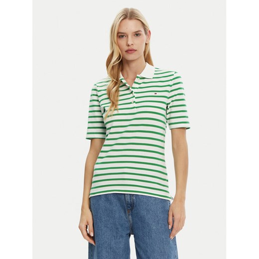 Tommy Hilfiger Polo 1985 WW0WW43224 Zielony Regular Fit ze sklepu MODIVO w kategorii Bluzki damskie - zdjęcie 182709709