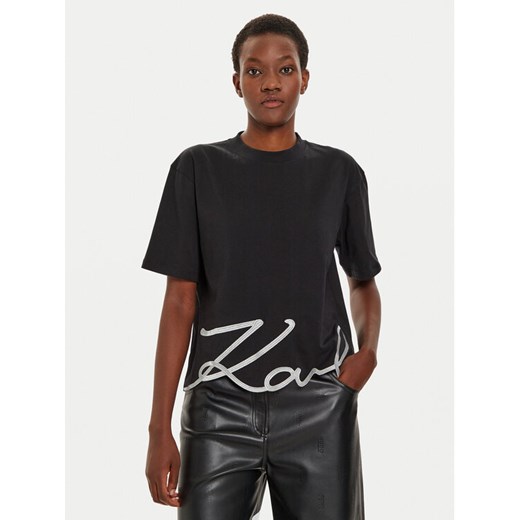 KARL LAGERFELD T-Shirt 226W1703 Czarny Relaxed Fit ze sklepu MODIVO w kategorii Bluzki damskie - zdjęcie 182709918