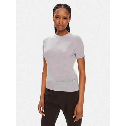 Calvin Klein Bluzka K20K207201 Szary Slim Fit ze sklepu MODIVO w kategorii Bluzki damskie - zdjęcie 182710339