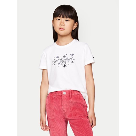 Tommy Hilfiger T-Shirt KG0KG08250 D Biały Regular Fit ze sklepu MODIVO w kategorii Bluzki dziewczęce - zdjęcie 182710355