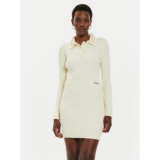 Pinko Sukienka dzianinowa York 104360 A27J Beżowy Regular Fit ze sklepu MODIVO w kategorii Sukienki - zdjęcie 182710515