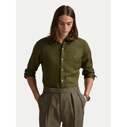 Polo Ralph Lauren Koszula 710968915006 Khaki Slim Fit ze sklepu MODIVO w kategorii Koszule męskie - zdjęcie 182710677