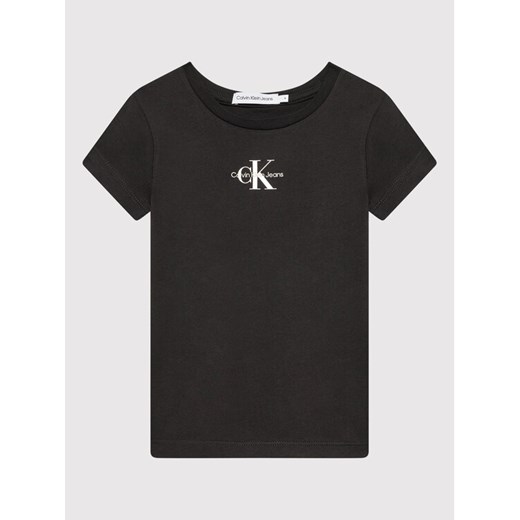 Calvin Klein Jeans T-Shirt Micro Monogram IG0IG01470 Czarny Slim Fit ze sklepu MODIVO w kategorii Bluzki dziewczęce - zdjęcie 182710679