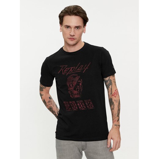 Replay T-Shirt M6761.000.23608P Czarny Regular Fit ze sklepu MODIVO w kategorii T-shirty męskie - zdjęcie 182710856