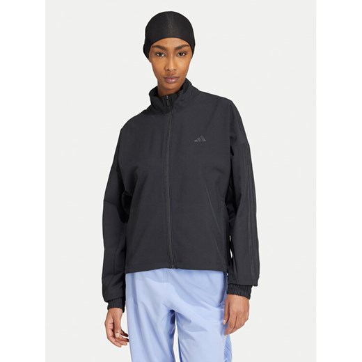 adidas Bluza techniczna Pacer All Gym Tonal 3-Stripes IW8167 Czarny Regular Fit ze sklepu MODIVO w kategorii Bluzy damskie - zdjęcie 182710956