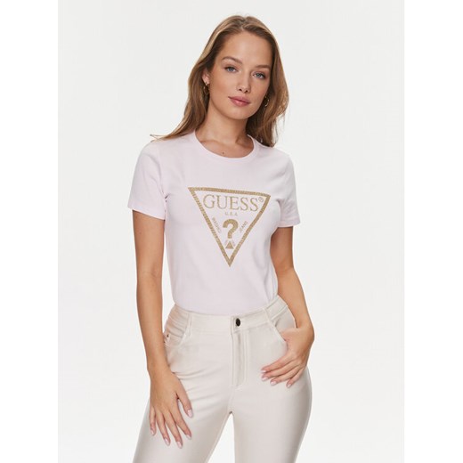 Guess T-Shirt W4RI69 J1314 Różowy Regular Fit ze sklepu MODIVO w kategorii Bluzki damskie - zdjęcie 182711237
