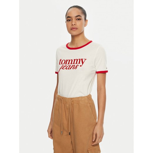 Tommy Jeans T-Shirt DW0DW19449 Biały Relaxed Fit ze sklepu MODIVO w kategorii Bluzki damskie - zdjęcie 182711279