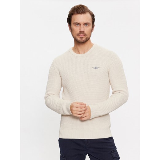 Aeronautica Militare Sweter 232MA1482L512 Écru Regular Fit ze sklepu MODIVO w kategorii Swetry męskie - zdjęcie 182711306