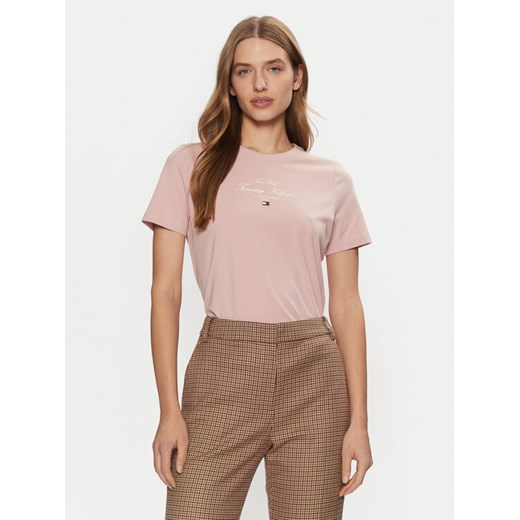Tommy Hilfiger T-Shirt WW0WW43895 Różowy Regular Fit ze sklepu MODIVO w kategorii Bluzki damskie - zdjęcie 182711317