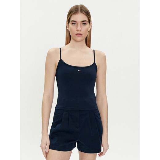 Tommy Jeans Top Essential DW0DW17381 Granatowy Slim Fit ze sklepu MODIVO w kategorii Bluzki damskie - zdjęcie 182711357