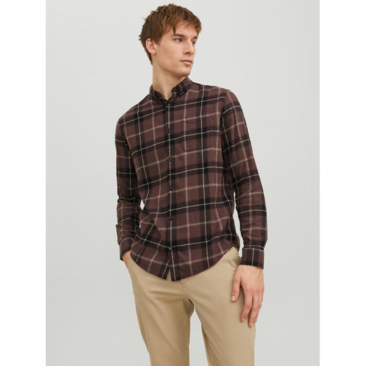 Jack&Jones Koszula 12235982 Brązowy Slim Fit ze sklepu MODIVO w kategorii Koszule męskie - zdjęcie 182711366