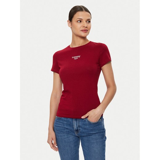 Tommy Jeans T-Shirt Essential DW0DW18397 Bordowy Slim Fit Tommy Jeans XXS MODIVO