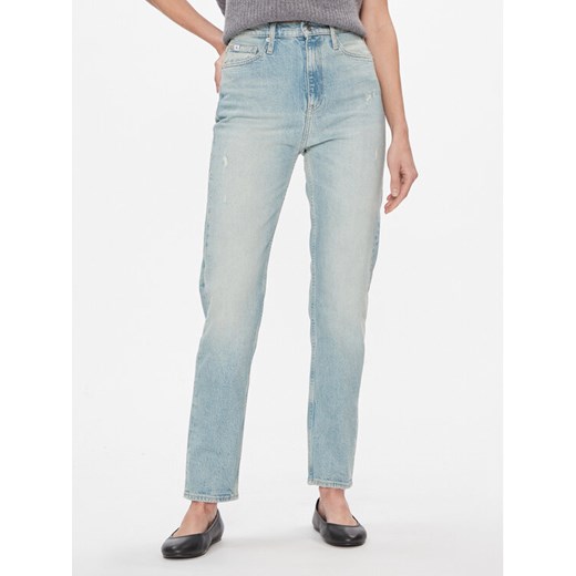 Calvin Klein Jeans Jeansy Authentic Slim Straight J20J222864 Niebieski Slim Fit ze sklepu MODIVO w kategorii Jeansy damskie - zdjęcie 182711495