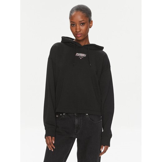 Tommy Jeans Bluza Essential Logo DW0DW17797 Czarny Relaxed Fit ze sklepu MODIVO w kategorii Bluzy damskie - zdjęcie 182711499