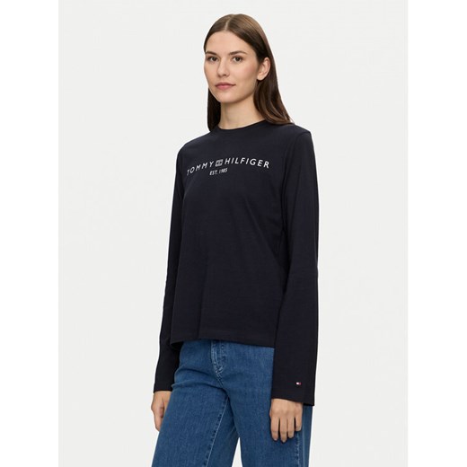 Tommy Hilfiger Bluzka Logo WW0WW43620 Granatowy Regular Fit ze sklepu MODIVO w kategorii Bluzki damskie - zdjęcie 182711818