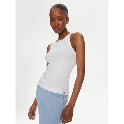 Calvin Klein Jeans Top Variegated J20J223104 Biały Slim Fit ze sklepu MODIVO w kategorii Jeansy damskie - zdjęcie 182711849