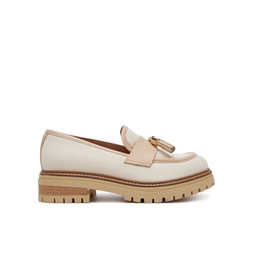 Pollini Loafersy SA10144G1MTO112A Écru ze sklepu MODIVO w kategorii Lordsy damskie - zdjęcie 182712137
