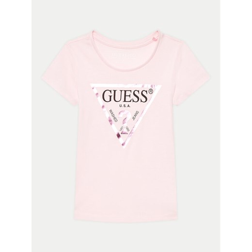 Guess T-Shirt K73I56 K8HM0 Różowy Regular Fit ze sklepu MODIVO w kategorii Bluzki dziewczęce - zdjęcie 182712218