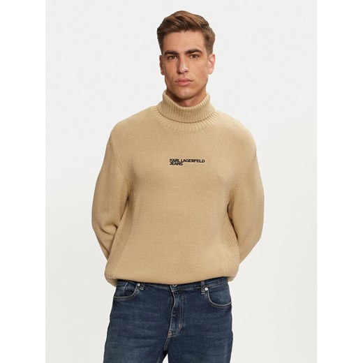 Karl Lagerfeld Jeans Golf 246D2000 Beżowy Regular Fit ze sklepu MODIVO w kategorii Swetry męskie - zdjęcie 182712358