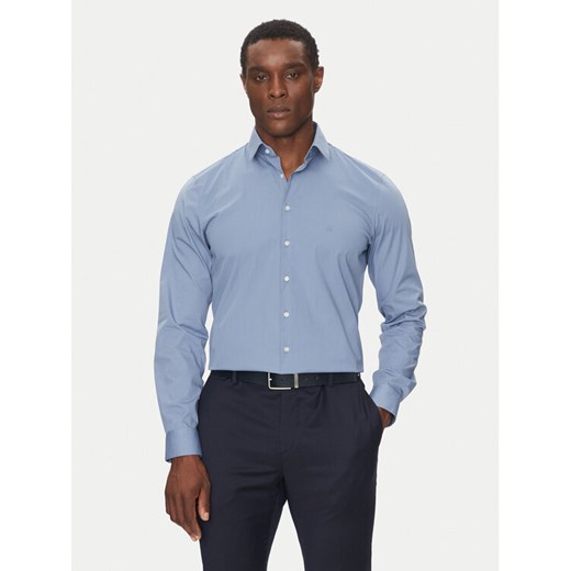 Calvin Klein Koszula Poplin Stretch Slim Shirt K10K108229 Niebieski Slim Fit ze sklepu MODIVO w kategorii Koszule męskie - zdjęcie 182712435