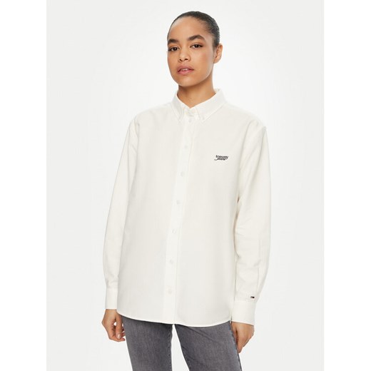 Tommy Jeans Koszula DW0DW19358 Biały Relaxed Fit ze sklepu MODIVO w kategorii Koszule damskie - zdjęcie 182712475