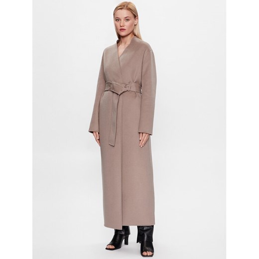 Calvin Klein Płaszcz wełniany K20K205905 Szary Regular Fit ze sklepu MODIVO w kategorii Płaszcze damskie - zdjęcie 182712898
