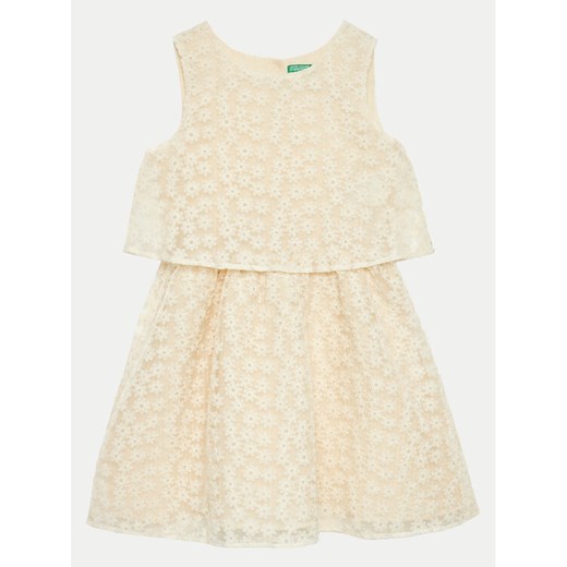 United Colors Of Benetton Sukienka letnia 4W8NCV02I Écru Regular Fit ze sklepu MODIVO w kategorii Sukienki dziewczęce - zdjęcie 182713025