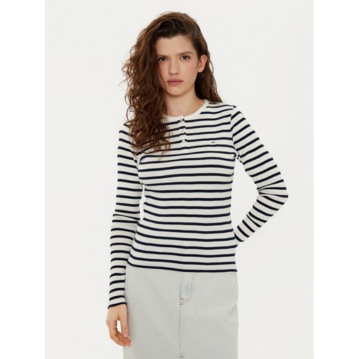 Tommy Jeans Bluzka DW0DW19501 Biały Slim Fit ze sklepu MODIVO w kategorii Bluzki damskie - zdjęcie 182713078