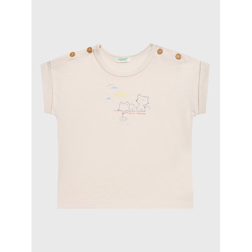 United Colors Of Benetton T-Shirt 3096A102A Beżowy Regular Fit ze sklepu MODIVO w kategorii Bluzki dziewczęce - zdjęcie 182713189