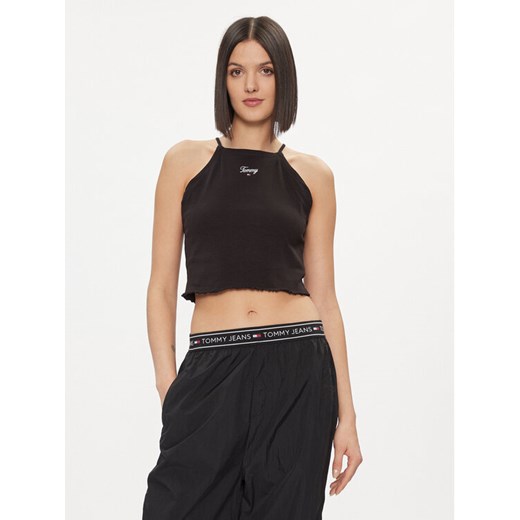 Tommy Jeans Top DW0DW17368 Czarny Slim Fit ze sklepu MODIVO w kategorii Bluzki damskie - zdjęcie 182713229