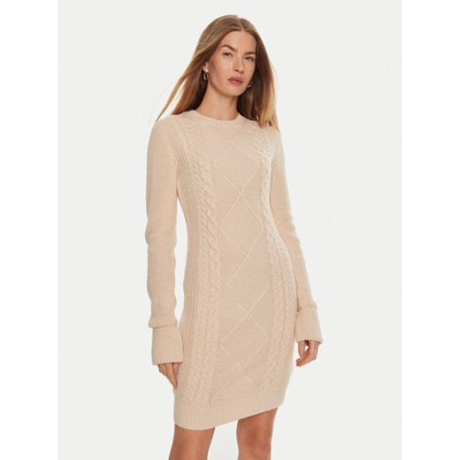 Guess Sukienka dzianinowa Serena W4BK17 Z3HW0 Beżowy Regular Fit ze sklepu MODIVO w kategorii Sukienki - zdjęcie 182713297