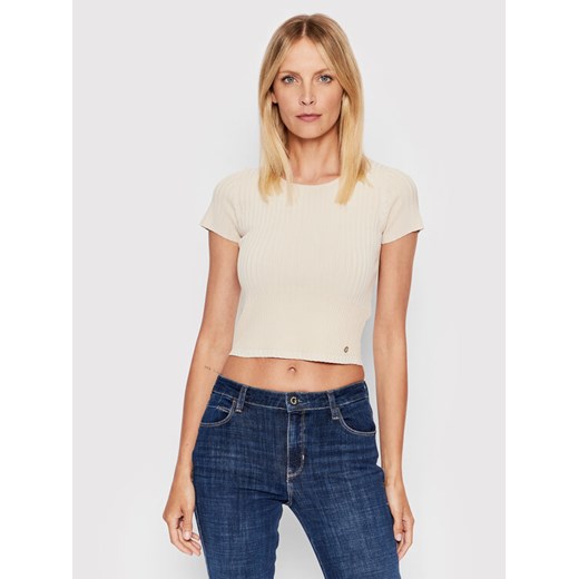Guess Bluzka W2YR42 Z2U00 Beżowy Slim Fit ze sklepu MODIVO w kategorii Bluzki damskie - zdjęcie 182713545
