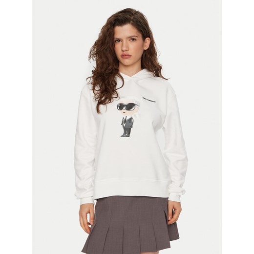 KARL LAGERFELD Bluza A1W20083 Biały Regular Fit ze sklepu MODIVO w kategorii Bluzy damskie - zdjęcie 182713616