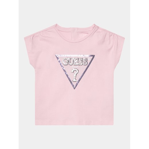Guess T-Shirt K4GI11 K6YW4 Różowy Regular Fit ze sklepu MODIVO w kategorii Bluzki dziewczęce - zdjęcie 182713729