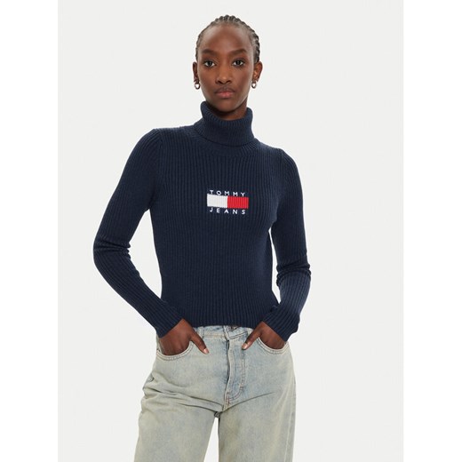 Tommy Jeans Golf Flag DW0DW18678 Granatowy Regular Fit ze sklepu MODIVO w kategorii Swetry damskie - zdjęcie 182713825