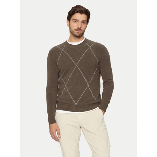 Sisley Sweter 1QPST103W Brązowy Regular Fit ze sklepu MODIVO w kategorii Swetry męskie - zdjęcie 182713947