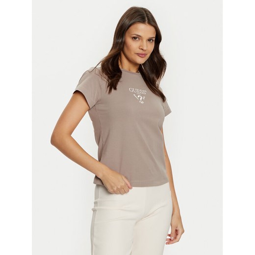 Guess T-Shirt V4YI21 KCDH1 Szary Slim Fit ze sklepu MODIVO w kategorii Bluzki damskie - zdjęcie 182713988