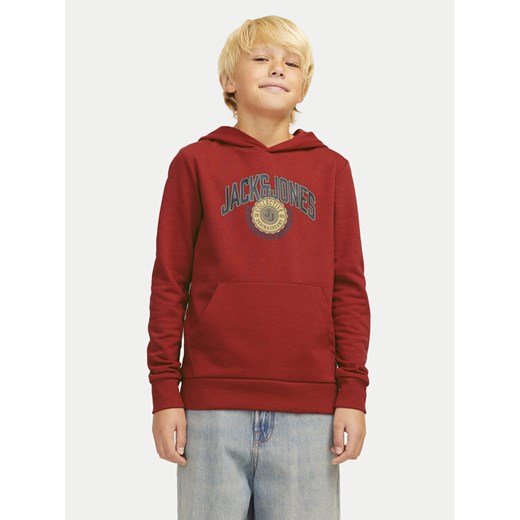 Jack&Jones Junior Bluza Kam Varsity 12266761 Czerwony Standard Fit ze sklepu MODIVO w kategorii Bluzy chłopięce - zdjęcie 182714147