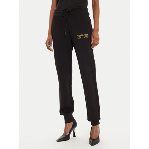 Versace Jeans Couture Spodnie dresowe 77HAAT06 Czarny Regular Fit ze sklepu MODIVO w kategorii Spodnie damskie - zdjęcie 182714627