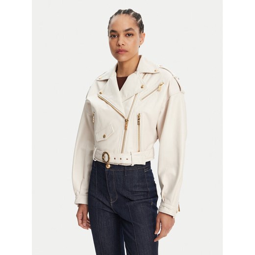 Just Cavalli Kurtka skórzana 78PAVP05 Biały Loose Fit ze sklepu MODIVO w kategorii Kurtki damskie - zdjęcie 182714807