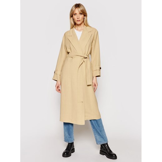 TWINSET Trencz 211TT2580 Beżowy Regular Fit ze sklepu MODIVO w kategorii Płaszcze damskie - zdjęcie 182714817