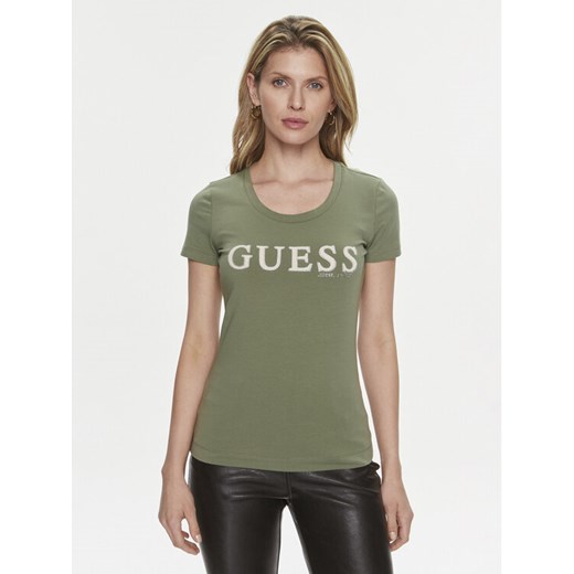 Guess T-Shirt Pony Hair W4RI45 J1314 Zielony Slim Fit ze sklepu MODIVO w kategorii Bluzki damskie - zdjęcie 182715118