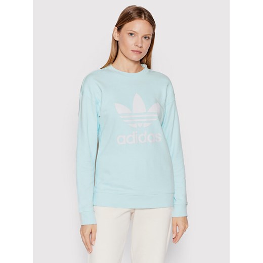 adidas Bluza Treofil Crew HL6678 Niebieski Regular Fit ze sklepu MODIVO w kategorii Bluzy damskie - zdjęcie 182715336