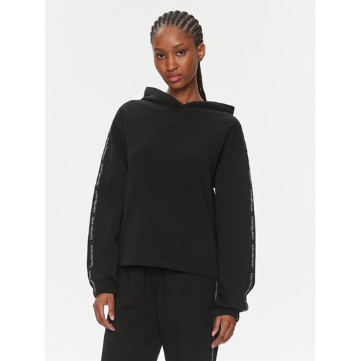 Calvin Klein Jeans Bluza Logo Elastic Hoodie J20J223078 Czarny Regular Fit ze sklepu MODIVO w kategorii Bluzy damskie - zdjęcie 182715525