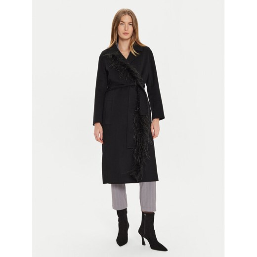 TWINSET Płaszcz wełniany 242TP2065 Czarny Regular Fit ze sklepu MODIVO w kategorii Płaszcze damskie - zdjęcie 182715578
