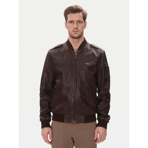 Aeronautica Militare Kurtka skórzana 251PN5044PL266 Brązowy Regular Fit ze sklepu MODIVO w kategorii Kurtki męskie - zdjęcie 182715678